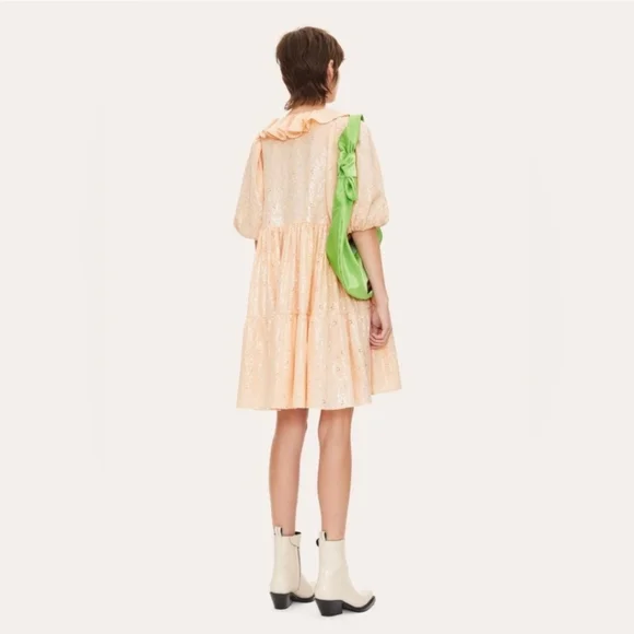 NWT Stine Goya Imperio Peach Sequin Ruffle Puff Sleeve Mini Dress XS - Picture 5 of 8